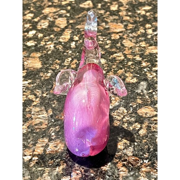Blown Glass Pink Elephant Figurine 5.5" Tall Decorative Collectible Handcrafted - Picture 6 of 11
